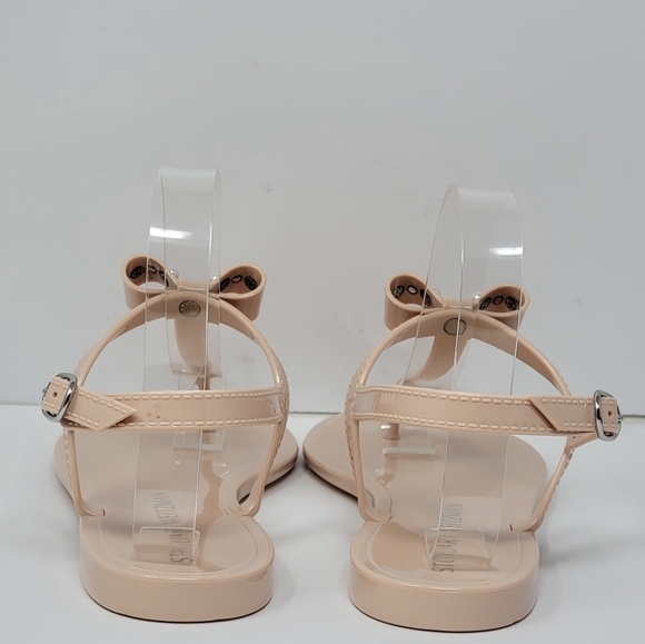 Stuart Weitzman Imitation Pearl Bow Jelly Beige Sandal Women's Size 8B New - Picture 7 of 10